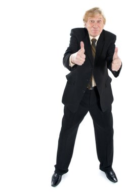 başparmak yukarıya ile üst düzey iş adamı