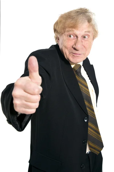 Senior businessman with thumbs up — Stock Photo, Image