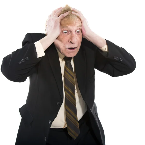 Businessman holding head in his hands — Stock Photo, Image