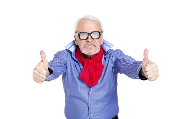 Older businessman giving thumbs up — Stock Photo, Image