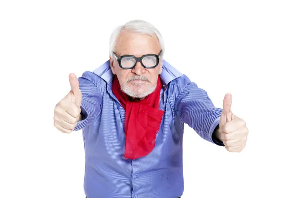 Older businessman giving thumbs up — Stock Photo, Image