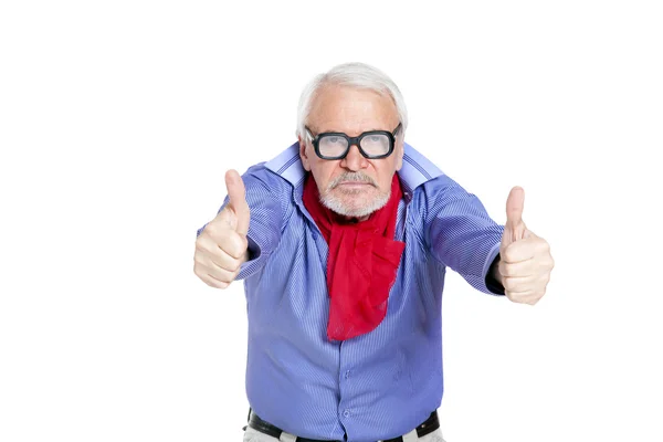 Older businessman giving thumbs up — Stock Photo, Image