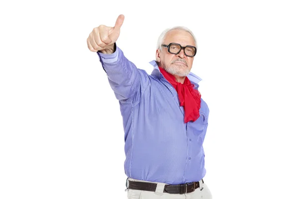 Older businessman giving thumbs up — Stock Photo, Image