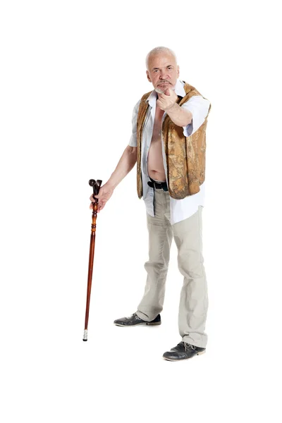 Hombre mayor mostrando el higo — Foto de Stock