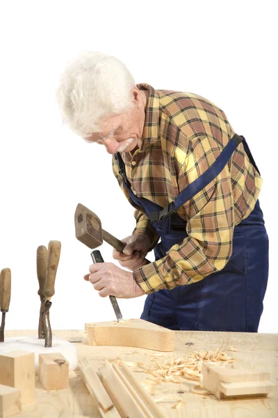 Viejo maestro carpintero — Foto de Stock