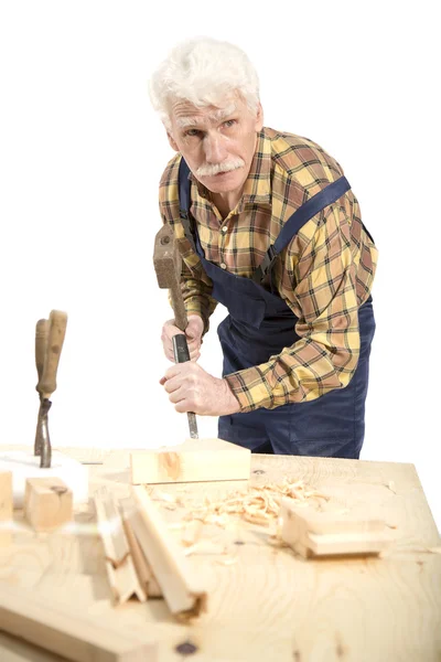 Viejo maestro carpintero — Foto de Stock