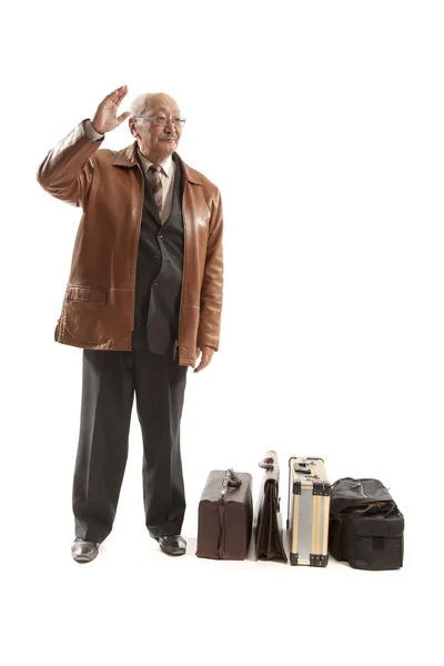 Man with raised hand — Stock Photo, Image