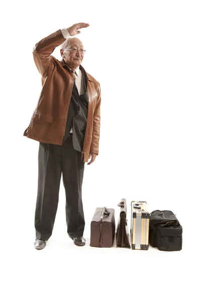 Man with raised hand — Stock Photo, Image