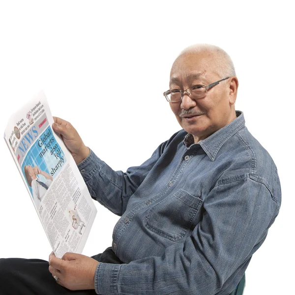 Man reads newspaper — Stock Photo, Image