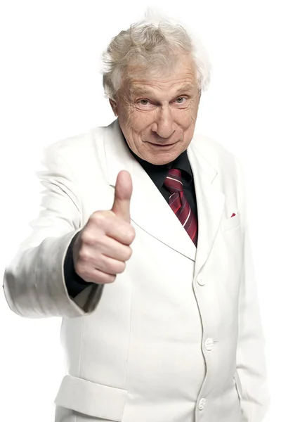 Зрелый бизнесмен показывает большой палец вверх знак — стоковое фото