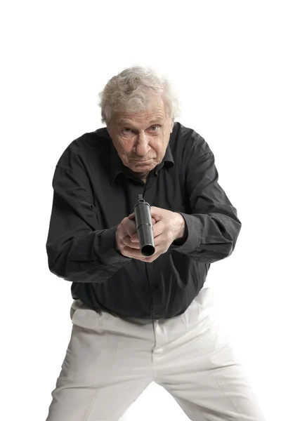 Homme âgé avec arme à feu — Photo