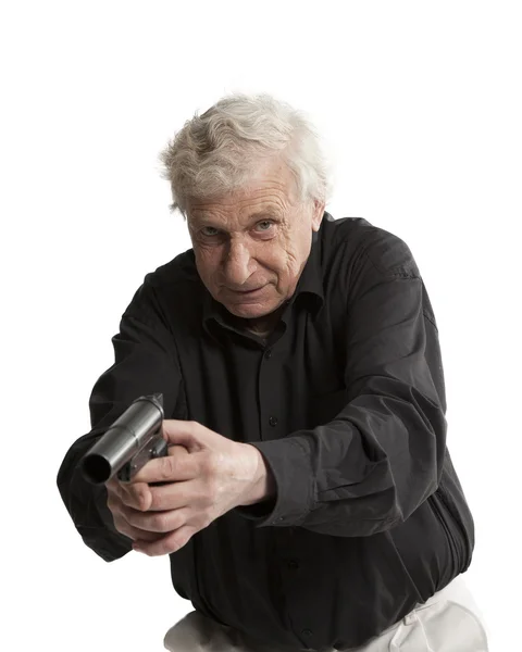 Homme âgé avec arme à feu — Photo