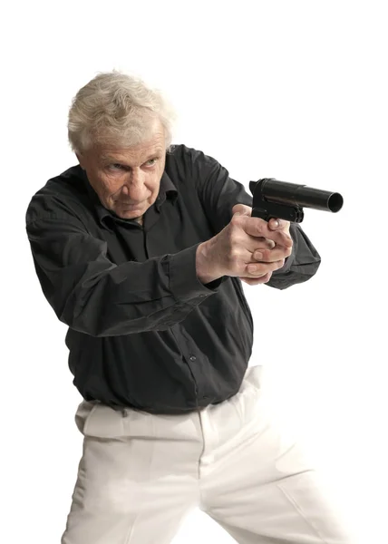 Starszy mężczyzna z pistoletu — Zdjęcie stockowe