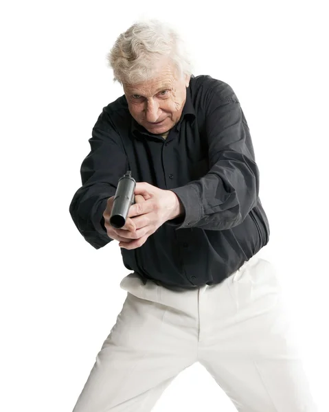 Homme âgé avec arme à feu — Photo