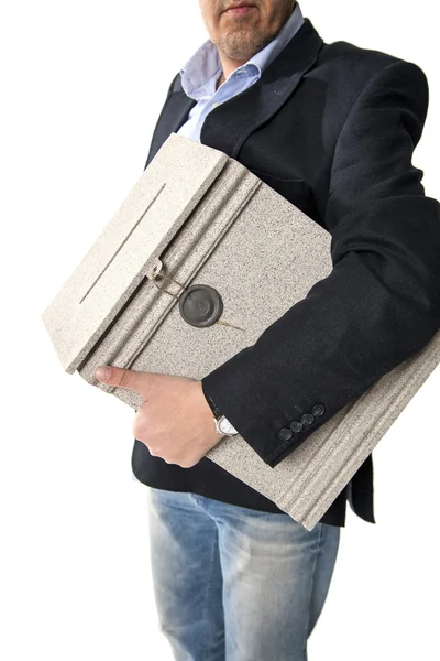 Man holding a postbox — Stock Photo, Image