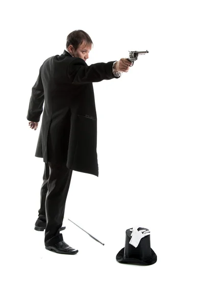 Gentlemen holding gun — Stock Photo, Image