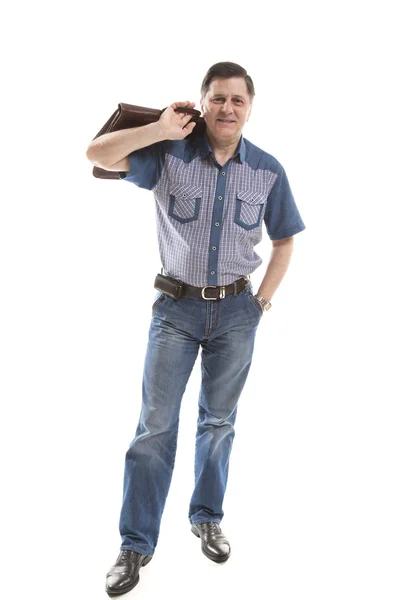 Άνθρωπος σε casual με Χαρτοφύλακα — Φωτογραφία Αρχείου