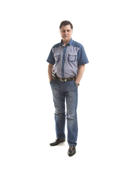 Mannen i jeans och skjorta — Stockfoto