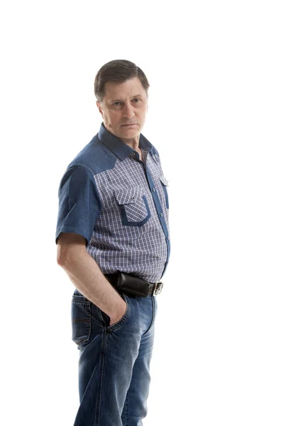 Man in jeans en t-shirt — Stockfoto