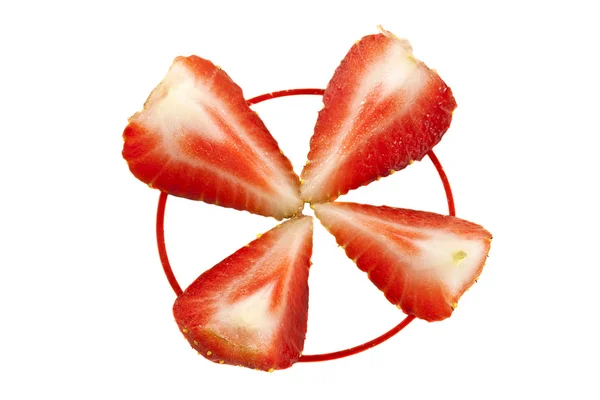 Quatre moitiés de fraise — Photo