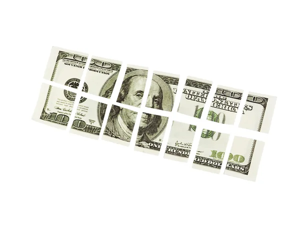 100 dolarlık banknot kesmek — Stok fotoğraf