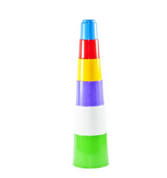 Colorful childrens toy stacking cups — Stock Photo, Image