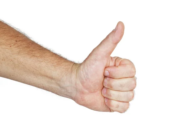Mužská ruka s palcem nahoru — Stock fotografie