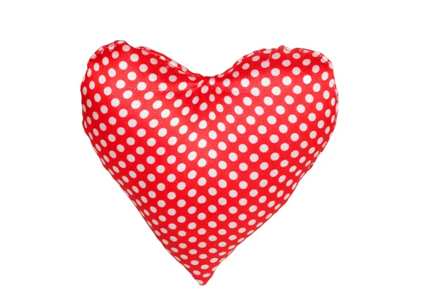 Cuore di tessuto rosso con pois — Foto Stock