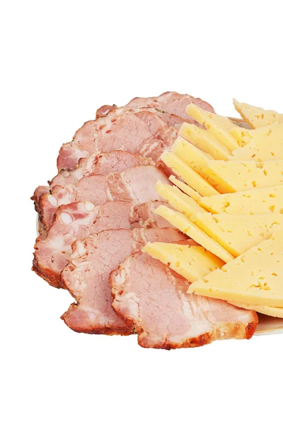 Deli meats and cheese on a plate — Stock Photo, Image