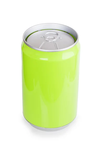 Green metal aluminum beverage drink can — Stock Photo, Image