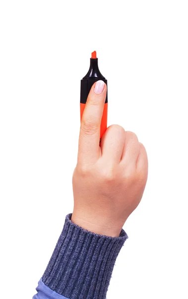 Vrouwelijke hand met een marker — Stockfoto