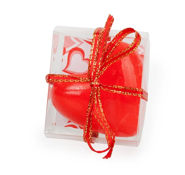 Red heart in transparent box — Stock Photo, Image