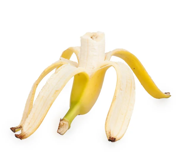 Half gepelde banaan — Stockfoto