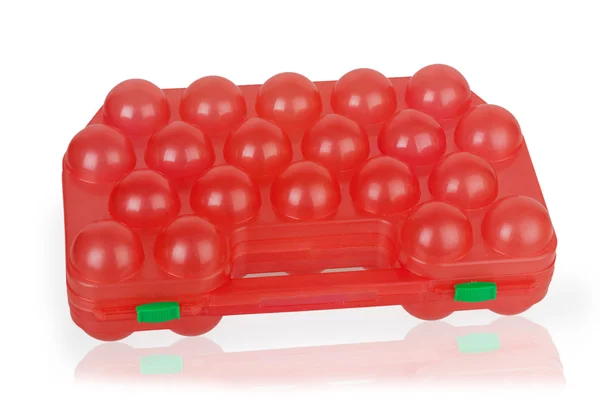 Red plastic case for eggs — Stock Photo, Image