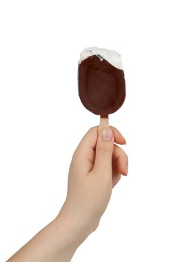 krem iki buz tutan el