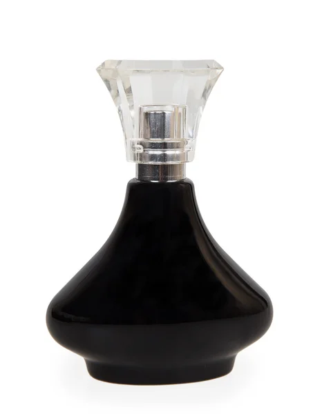 Perfume feminino em garrafa preta — Fotografia de Stock