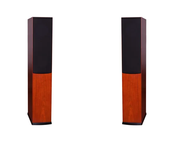 Two dark cherry front loudspeakers — Stock Photo, Image