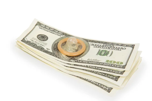 Condom on USA dollars — Stock Photo, Image