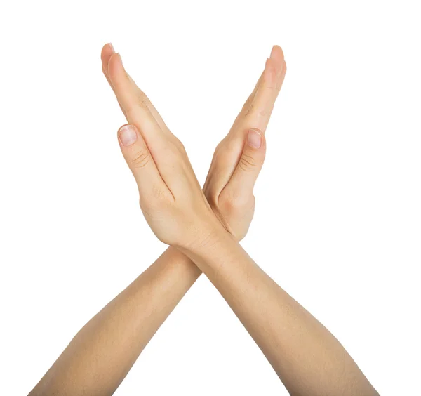 Pare o gesto de famale mãos — Fotografia de Stock