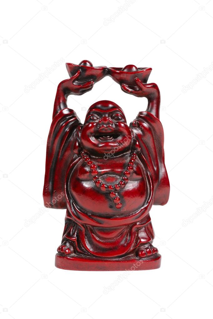 Red laughing Buddha (Budai or Hotei) figures
