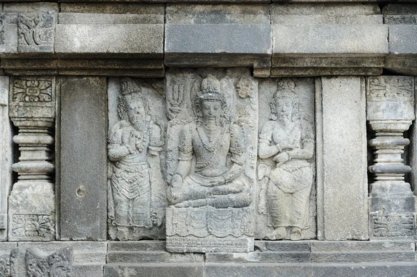 Detail of carved relief at Prambanan. Java, Indonesia — Stock Photo, Image