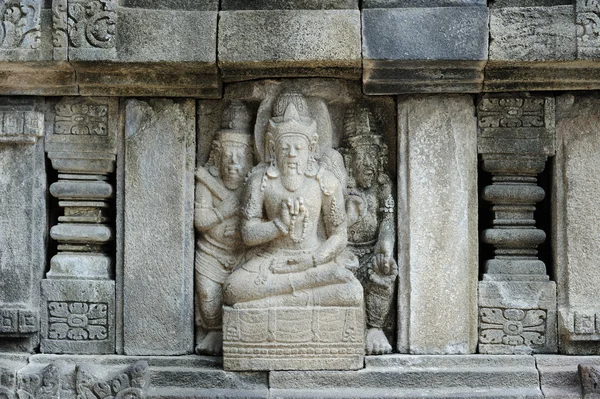 Detail of carved relief at Prambanan. Java, Indonesia — Stock Photo, Image