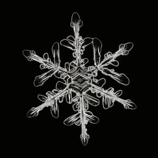 Extreme Close Voor Natuurlijke Snowflake — Stockfoto