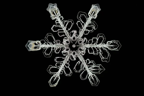 Extreme Close Voor Natuurlijke Snowflake — Stockfoto