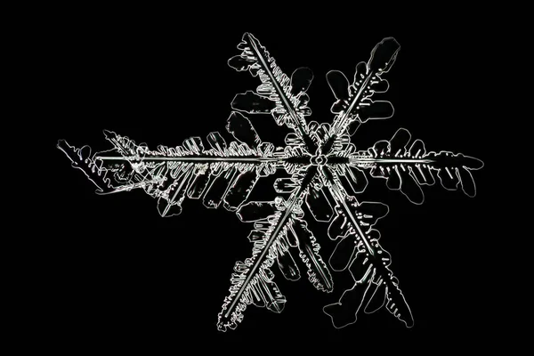 Extreme Close Voor Natuurlijke Snowflake — Stockfoto