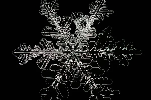 Extreme Close Voor Natuurlijke Snowflake — Stockfoto