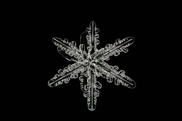 Ακραία Closeup Φυσικό Νιφάδα Χιονιού — Φωτογραφία Αρχείου
