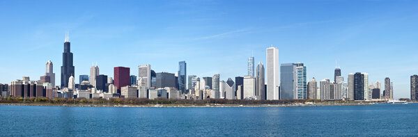 Chicago skyline and Lake Michigan, Illinois, USA