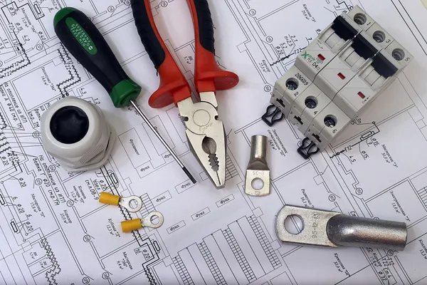 Workplace electrician — Stock Photo, Image