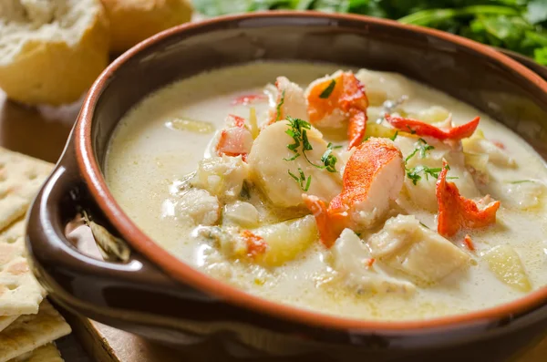 Chowder de frutos do mar — Fotografia de Stock